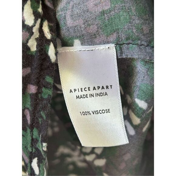 APiece Apart Floral 3/4 Sleeve V Neck Ruffle Top Blouse Multicolor Womens Size 0 - Picture 6 of 6